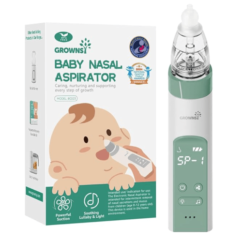 GROWNSY Nasal Aspirator for Baby, Electric Baby Nose Sucker with Larger Suction Chamber and More Powerful Suction, Automatic Nose Cleaner with Music and Light Soothing Function