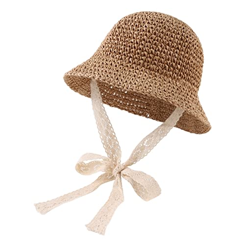 JANGANNSA Baby Girl Straw Hat Outdoor Baby Sun Protection Hats Summer Bowknot Beach Cap for Infant Toddler Girls