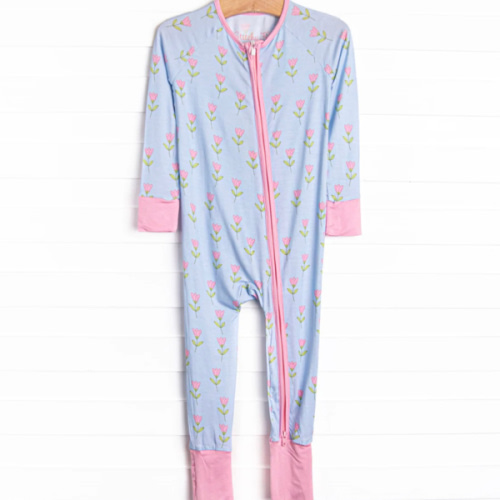 Tulip Blooms Bamboo Zippy Pajama, Blue – Stitchy Fish