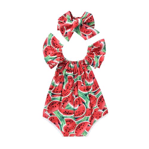 Mtsebmves Toddler Baby Girls Ruffled Sleeveless Romper Summer One-Pieces Jumpsuit Floral Baby Summer Clothes