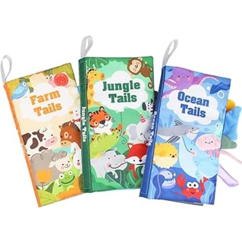 HONGID Baby Books 0-6 Months - 3PCS Montessori toys for babies 0-3-6-9-12-18 months,Infant Newborn Tummy Time Toys Touch Feel Book Learning Sensory Toys, Stocking Stuffers for Boys Girls