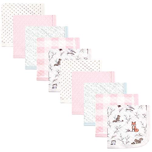 Hudson Baby Unisex Baby Quilted Cotton Washcloths, Enchanted Forest, One Size
