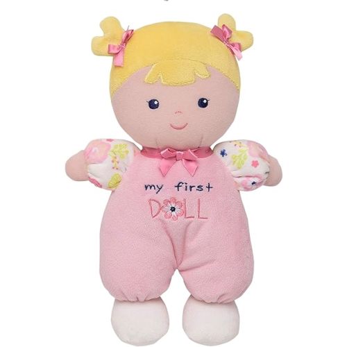 Baby Starters Plush 10 inch Snuggle Buddy My First Baby Doll with Embroidery, Blonde Hope, Pink