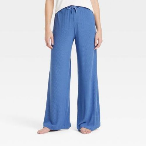 Women's Cozy Ribbed Wide Leg Pants - Auden™ Oatmeal M: Midweight, Relaxed Fit, Abstract Marble Pattern
