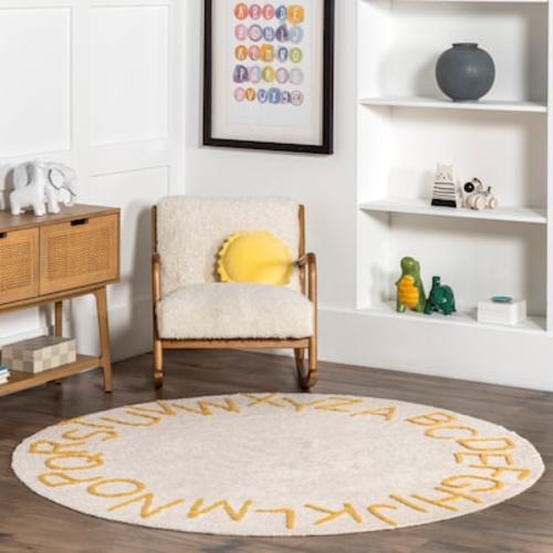 nuLOOM Alphabet 6 X 6 (ft) Light Yellow Round Indoor Machine Washable Area Rug in the Rugs department at Lowes.com