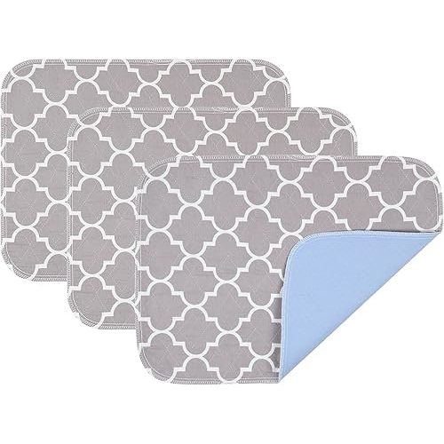 OUTCREATOR® Washable Incontinence Bed Pads, (18"X24") Pack - of 3 Small Reusable Waterproof Bed Underpads with Non-Slip Back Great for Seniors, Kids, Women or Pets, Grey