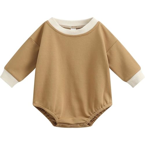 Baby Boy Girl Bubble Romper Sweatshirt Romper Outfit Clothes