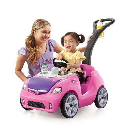 Step2 Whisper Ride II Pink Kids Push Car and Ride On Toy for Toddlers with Easy-Fold Handle