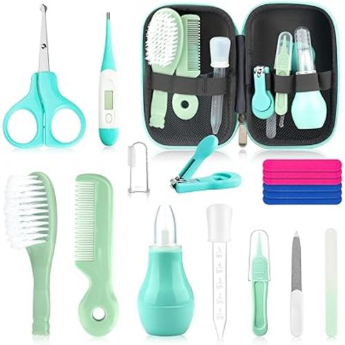 Baby Grooming Kit for Boys Girls Safety Newborn Nursery Essentials Grooming Set Gift for First-time Parents Green 18 in 1