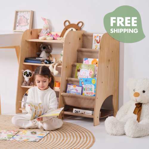 Montessori shelf, Kids bookshelf, Kids furniture gift for toddlers Nursery furniture Montessori furniture Wooden floor montessori play shelf