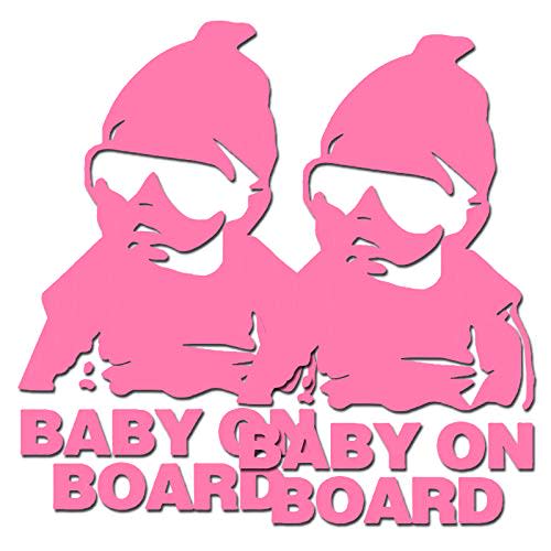 HungMieh Baby on Board Stickers for Car,Baby Safety Car Signs, Baby on Board Decals for Cars, Funny Carlos from The Hangover Sticker for Mailbox Windows Baby Car (Pink, Pack of Two)