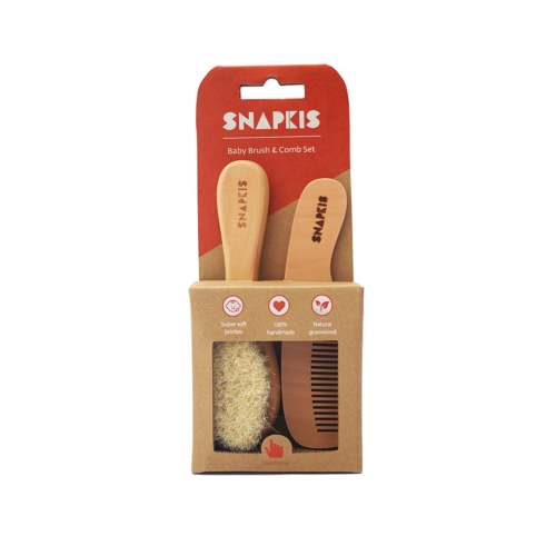 Snapkis Bath Accessories Baby Brush And Comb Set Wooden