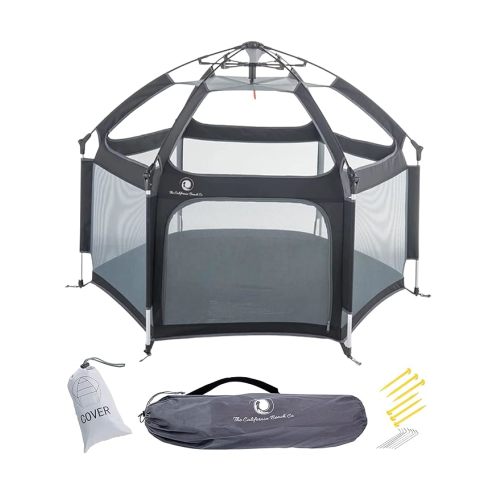 The Original POP 'N GO Premium Indoor and Outdoor Baby Playpen - Portable, Lightweight, Pop Up Pack and Play Toddler Play Yard w/Canopy and Travel Bag - Black