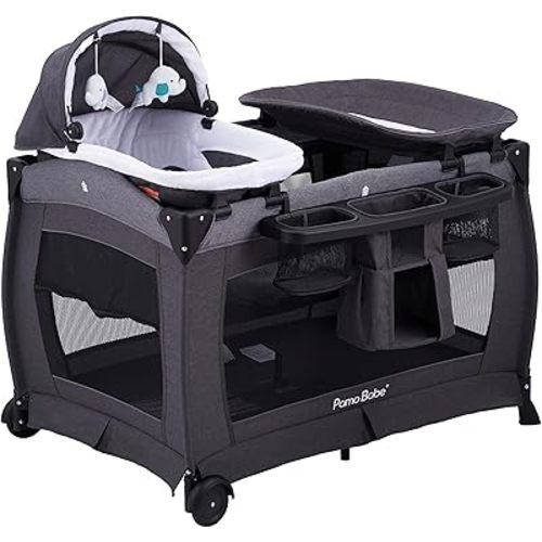 Pamo Babe Portable Playpen Foldable Playard for Baby and Toddler Mattress, Changing Table for Newborn Portable Playard