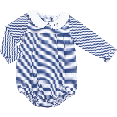 Navy Striped Knit Long Sleeve Bubble - Cecil and Lou