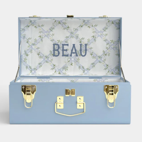 Mini Trunk - Light Blue - Timeless Trellis / Embroidery