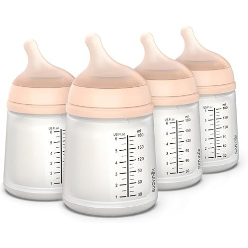Suavinex Zero Zero Anti Colic Baby Bottle, No 1 Spanish Baby Bottle Brand, Minimizes Bottle Rejection & Nipple Confusion, Perfect for Breastfeeding Babies, Adaptable Flow, 4 Pk 6 oz, Fair
