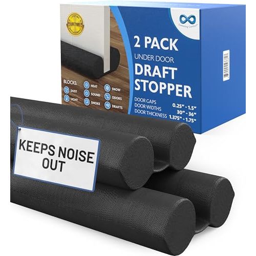 Everlasting Comfort Door Draft Stopper for Bottom of Door - Quick Install, Soundproofing, 2" Thick Foam Door Sweep for bottom of door, Blocks Cold Air & Noise, Fits 30"-36" W, Under Door Draft Stopper