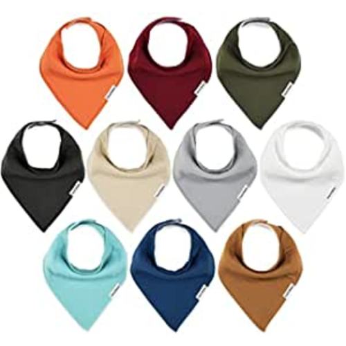 Amazon.com: TheAZBaby Organic Cotton 10-Pack Baby Bandana Drool Bibs for Boys and Girls, Neutral Solid Bibs for Teething and Drooling. : Baby