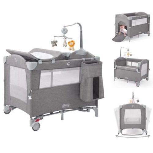 HARPPA 5 in 1 Portable Playard and Bassinet Bedside Sleeper for Newborn to Toddler, Unisex, Gray