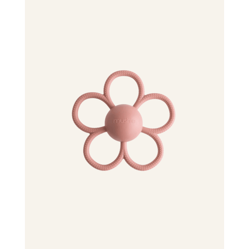 DAISY RATTLE TEETHER o/s / dusty rose