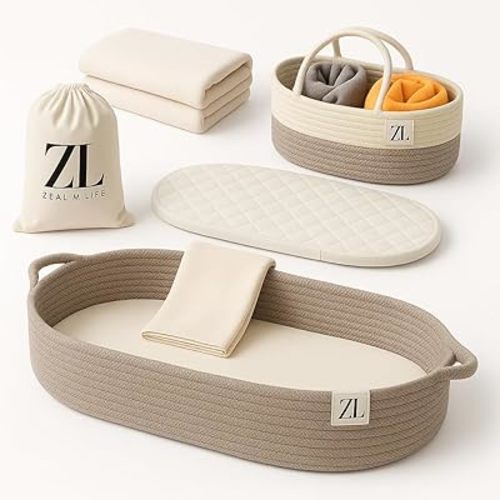 ZEAL'N LIFE Baby Changing Basket with Diapers Basket, Blanket & Changing Basket for Dresser, Potable Changing, Baby Changing Pad, Changing Pad for Dresser, Moses Basket for Newborns