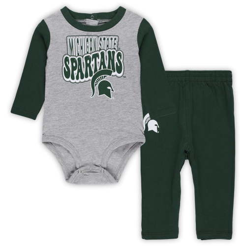 Newborn & Infant Michigan State Spartans Double Up Long Sleeve Bodysuit & Pant Set