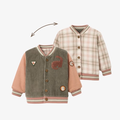 Reversible Dinosaur Corduroy/Plaid Varsity Jacket – Elegant Baby