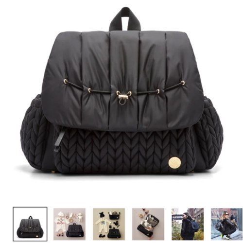 Levy Stylish Diaper Backpack - Black Herringbone