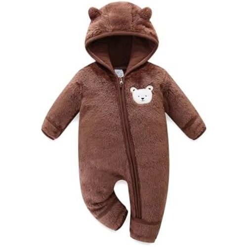Baby Fleece Winter Jumpsuit Outfits Cute Cartoon Comfy Snowsuit Fluffy Romper for 0-18M