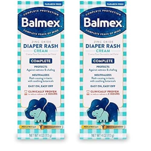 Balmex Complete Protection Baby Diaper Rash Cream with Zinc Oxide + Soothing Botanicals, 4 Ounce (Pack of 2)