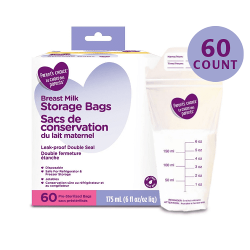 Parent's Choice Breast Milk Storage Bags, Pack of 60, 175 mL - Walmart.ca