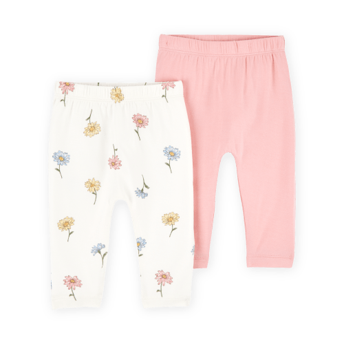 Baby 2-Pack PurelySoft Pull-On Pants - Pink/Ivory - Carter's | Carter's
