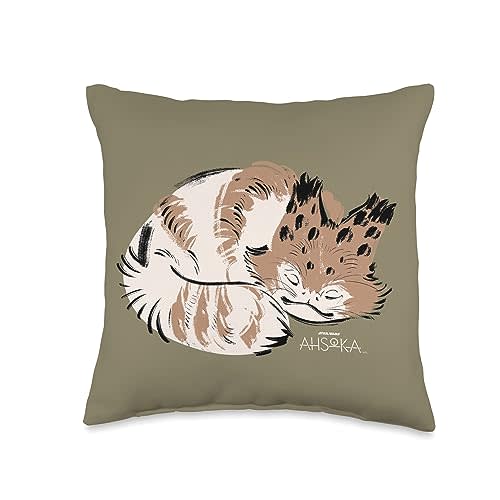 Star Wars Ahsoka Sabine Wrens Sleeping Loth-Cat Sumi-e Throw Pillow