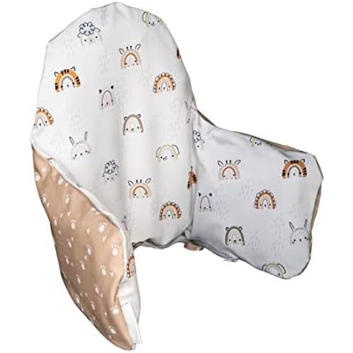 Little Bloom Co Cushion Cover Compatible with IKEA ANTILOP HIGHCHAIR | Removable and Reversible High Chair Cushion Cover | Inflatable Cushion Insert NOT Included (Animal-Pawprints)