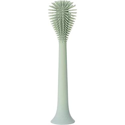 ezpz Bottle Brush Cleaner (Sage) - 100% Silicone Reusable Durable Long-Lasting Brush with Suction Base for Cleaning Dishes, Cookware and Feeding Accessories