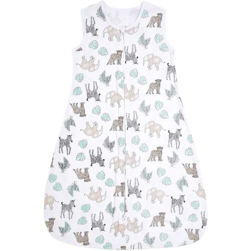 aden + anais Essentials Easy Sleeping Bag, 100% Cotton, Wearable Baby Blanket, Medium, 6-18 Months, Jungle Animals