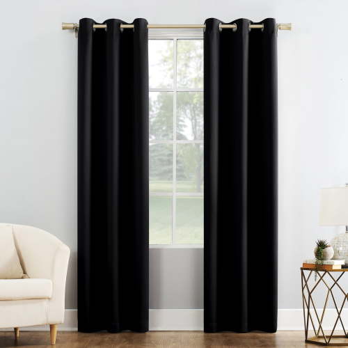 Mainstays Grommet Top Blackout Curtain Panel, 1 Panel, Black, 40" W x 84" L
