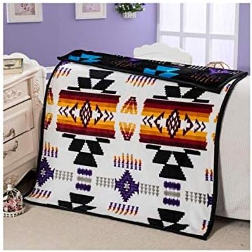 Southwest - Native Print Baby Blanket Reversible Super Soft Blanket (White)