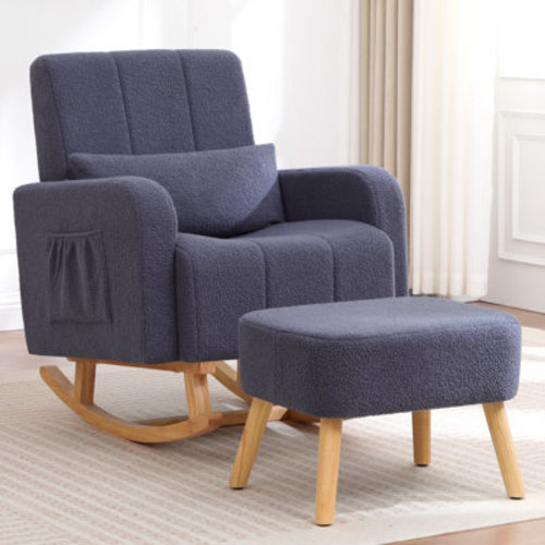 George Oliver Upholstered Teddy Rocking Chair And Ottoman Ensemble | Wayfair