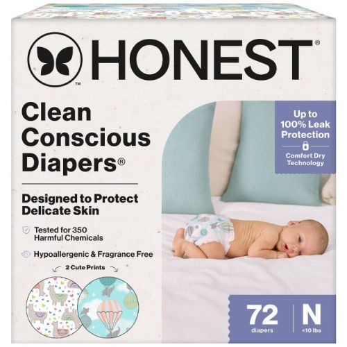 The Honest Company Clean Conscious Disposable Diapers - Pandas & Above It All - Size Newborn - 72ct
