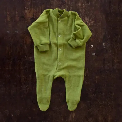 merino wool terry footie | 3-6 months green