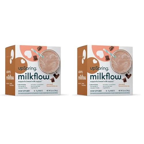 Upspring Milkflow Electrolyte Breastfeeding Supplement Drink Mix with Fenugreek | Chocolate Flavor | Lactation Supplement to Promote Healthy Breast Milk Supply & Restore Electrolytes* | 16 Drink Mixes