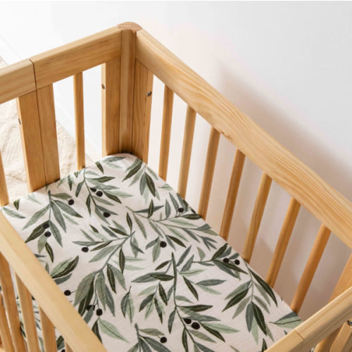 babyletto All-Stages Bassinet Sheet - Olive Branches
