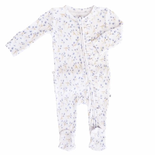 Blake's Blooms Waffle Bamboo Zipper Ruffle Footie