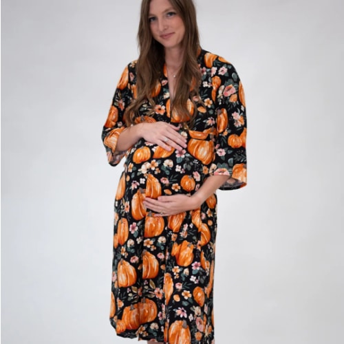 Lila Labor & Postpartum Gown in Harvest Floral