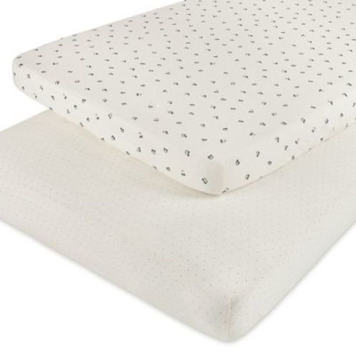 Aurora Fitted Pack n Play Sheet Set - 2 pk - 100% Jersey Knit Cotton - Blue Cherry Printed