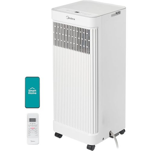 Midea 8,500 BTU ASHRAE (5,000 BTU SACC) Portable Air Conditioner, Smart Control, Cools up to 150 Sq. Ft., with Dehumidifier & Fan mode, Easy- to-use Remote Control & Window Installation Kit Included