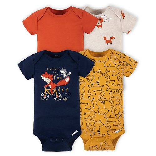 Gerber® Onesies® Brand  - 0-3 Months 4-Pack Fox Short Sleeve Bodysuits in OrangeGerber® Onesies® Brand