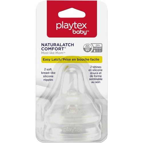 Playtex NaturaLatchNipple, Slow Flow, 2-Count